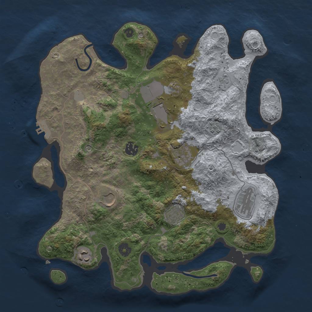 Rust Map: Procedural Map, Size: 3500, Seed: 1895939822, 16 Monuments