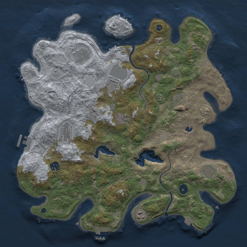 Rust Map: Procedural Map, Size: 4000, Seed: 5324, 14 Monuments
