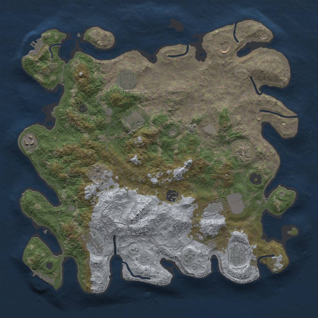 Rust Map: Procedural Map, Size: 4000, Seed: 245657, 19 Monuments