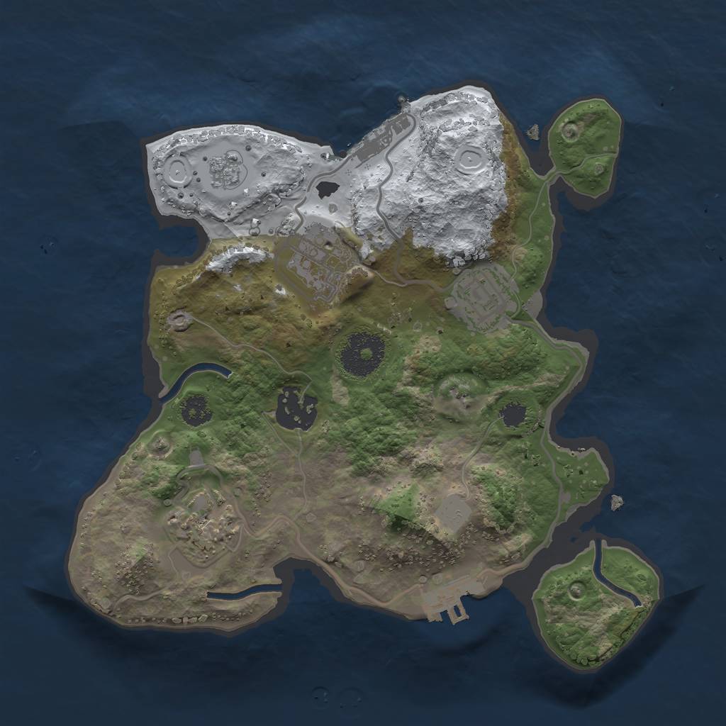 Rust Map: Procedural Map, Size: 2500, Seed: 1163550683, 12 Monuments
