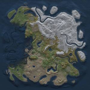 Thumbnail Rust Map: Procedural Map, Size: 4500, Seed: 11852434, 17 Monuments