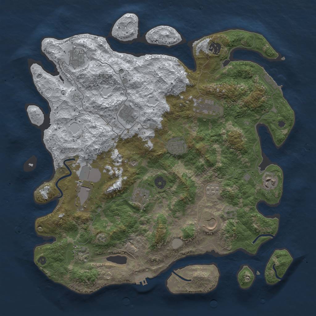 Rust Map: Procedural Map, Size: 3950, Seed: 880219012, 20 Monuments