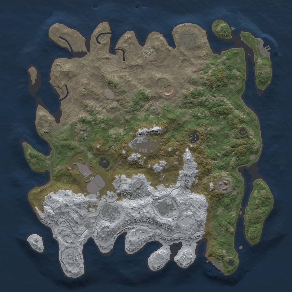 Rust Map: Procedural Map, Size: 4000, Seed: 9487, 19 Monuments