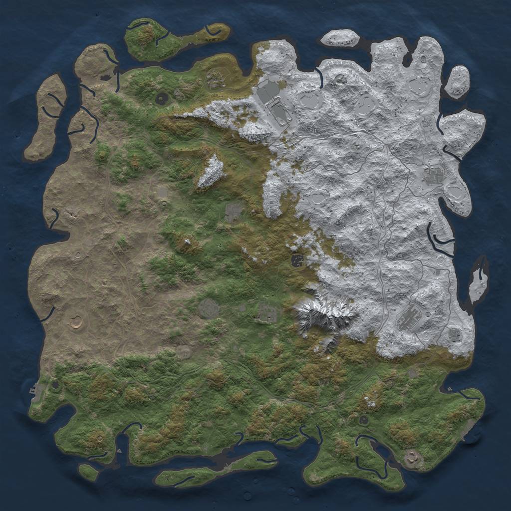 Rust Map: Procedural Map, Size: 6000, Seed: 338128037, 20 Monuments