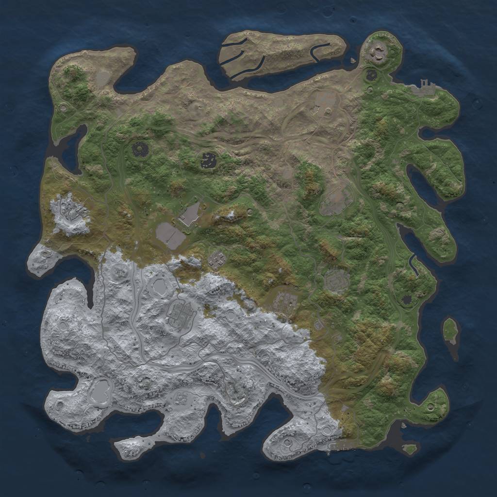 Rust Map: Procedural Map, Size: 4500, Seed: 4842469, 19 Monuments