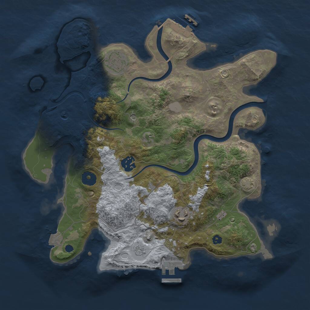 Rust Map: Procedural Map, Size: 3200, Seed: 521, 9 Monuments
