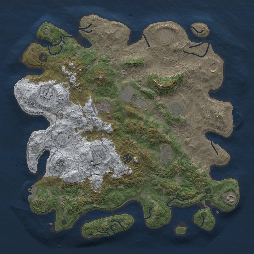 Rust Map: Procedural Map, Size: 4250, Seed: 1828965524, 20 Monuments