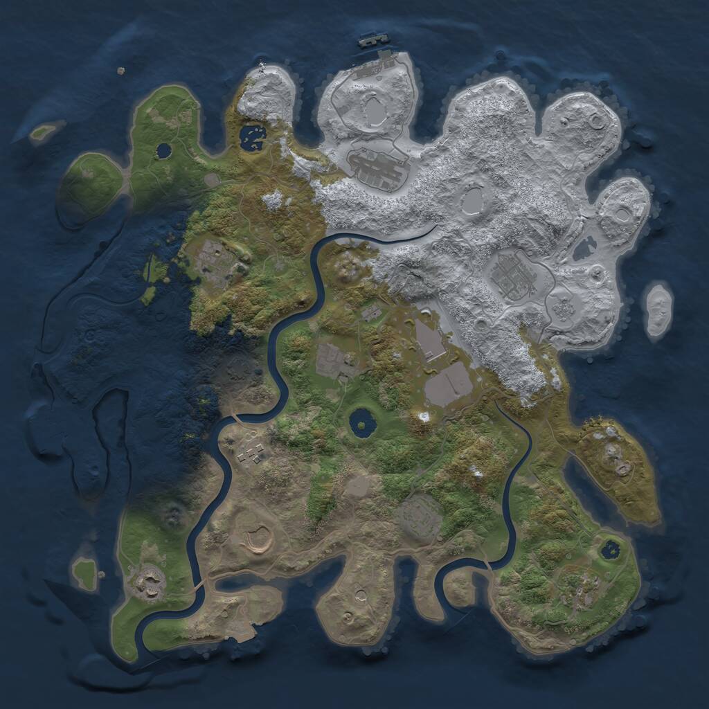 Rust Map: Procedural Map, Size: 3850, Seed: 651329164, 17 Monuments