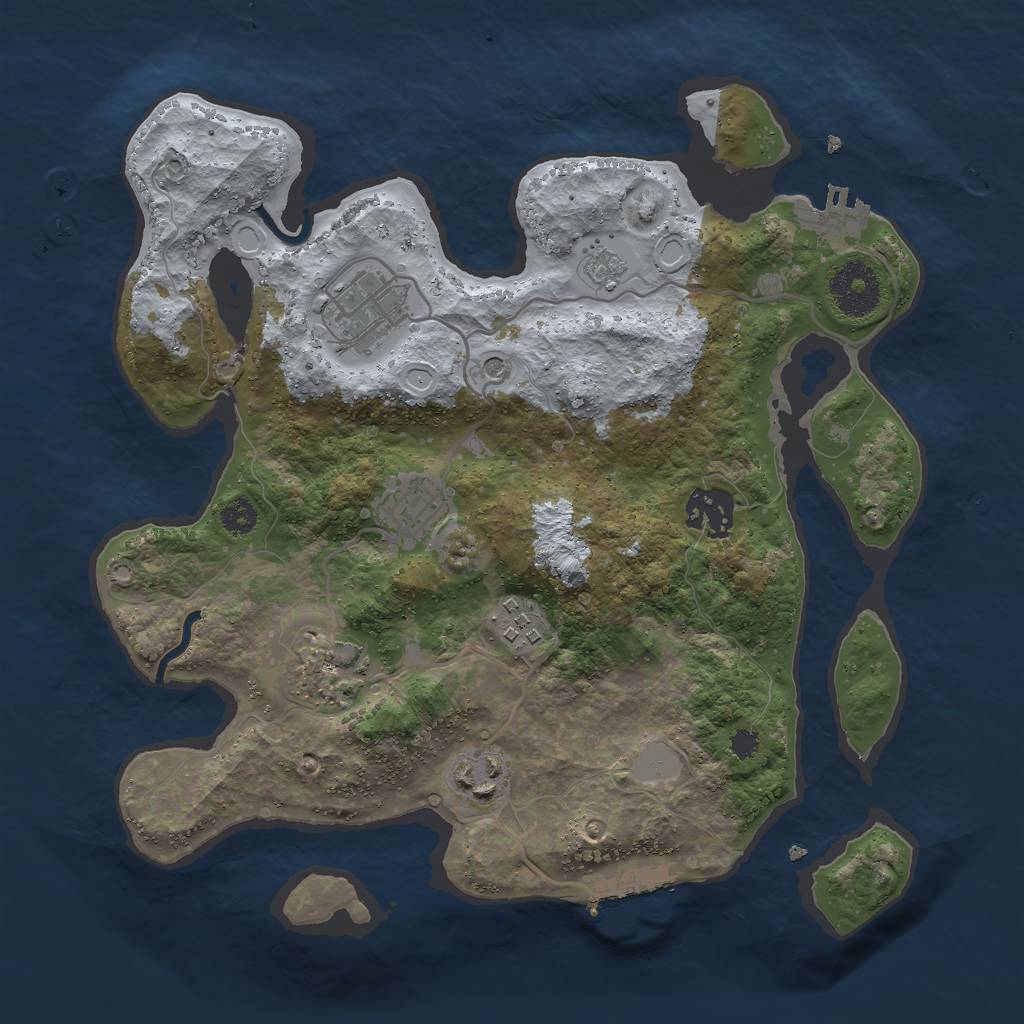 Rust Map: Procedural Map, Size: 3000, Seed: 614779740, 15 Monuments