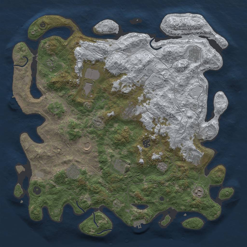 Rust Map: Procedural Map, Size: 4500, Seed: 1075736903, 20 Monuments