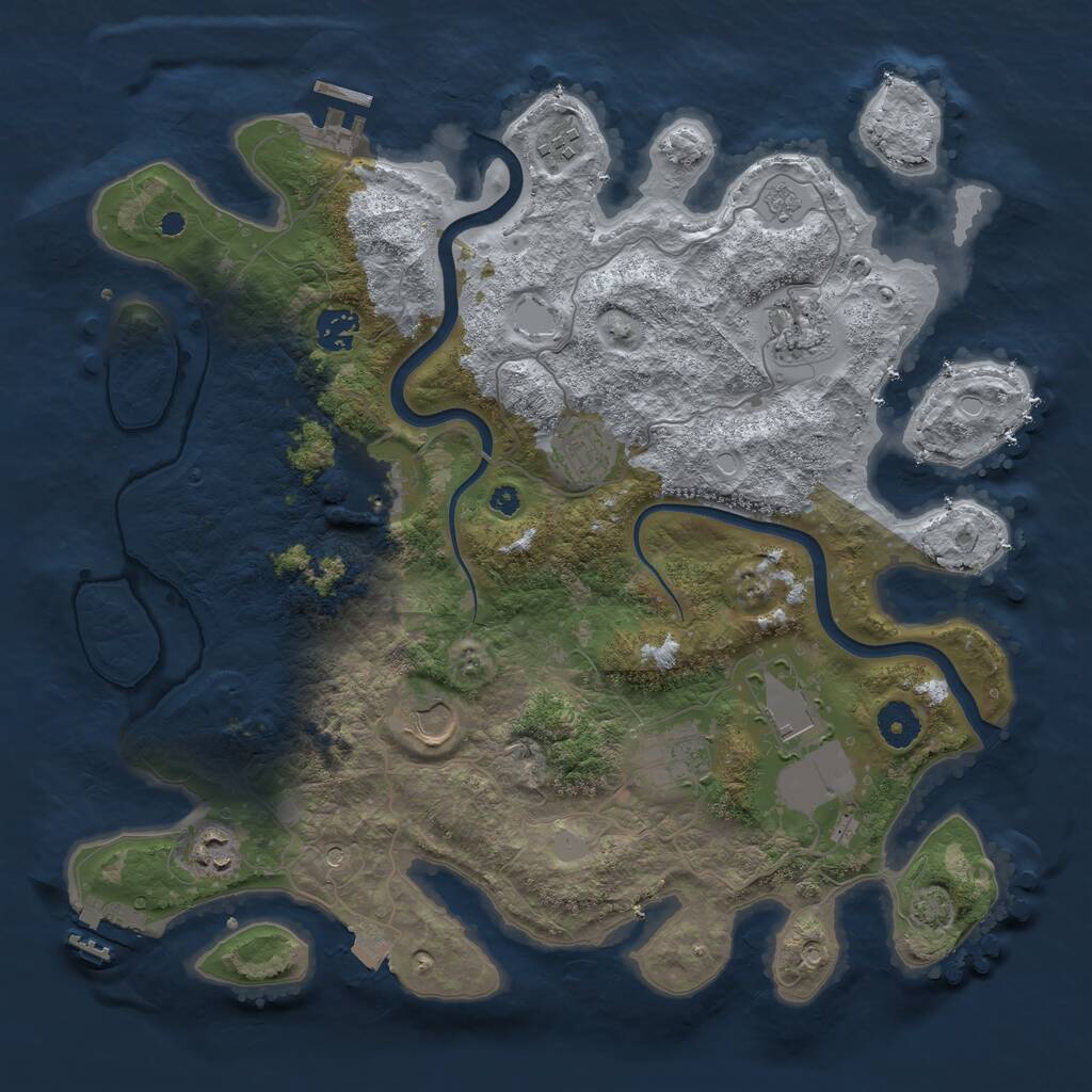 Rust Map: Procedural Map, Size: 3750, Seed: 864421, 15 Monuments