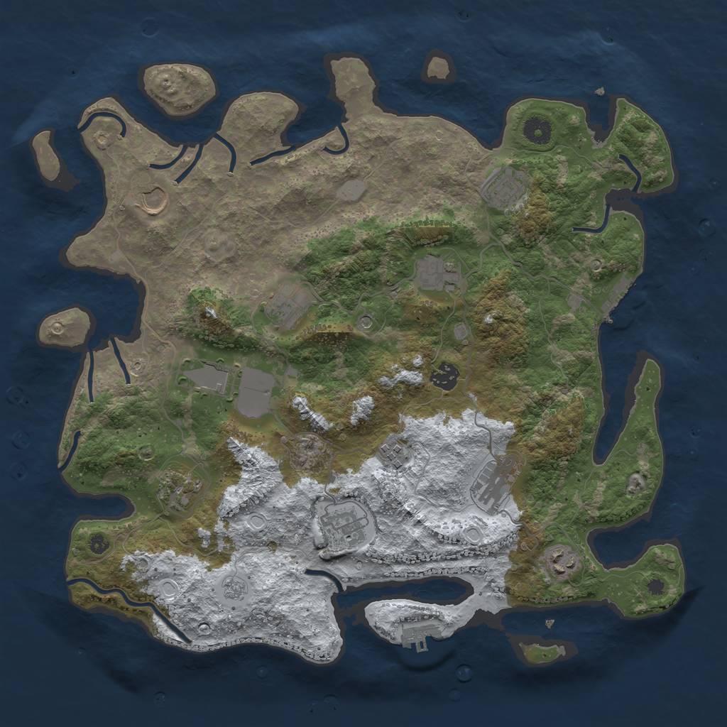 Rust Map: Procedural Map, Size: 3950, Seed: 542, 20 Monuments