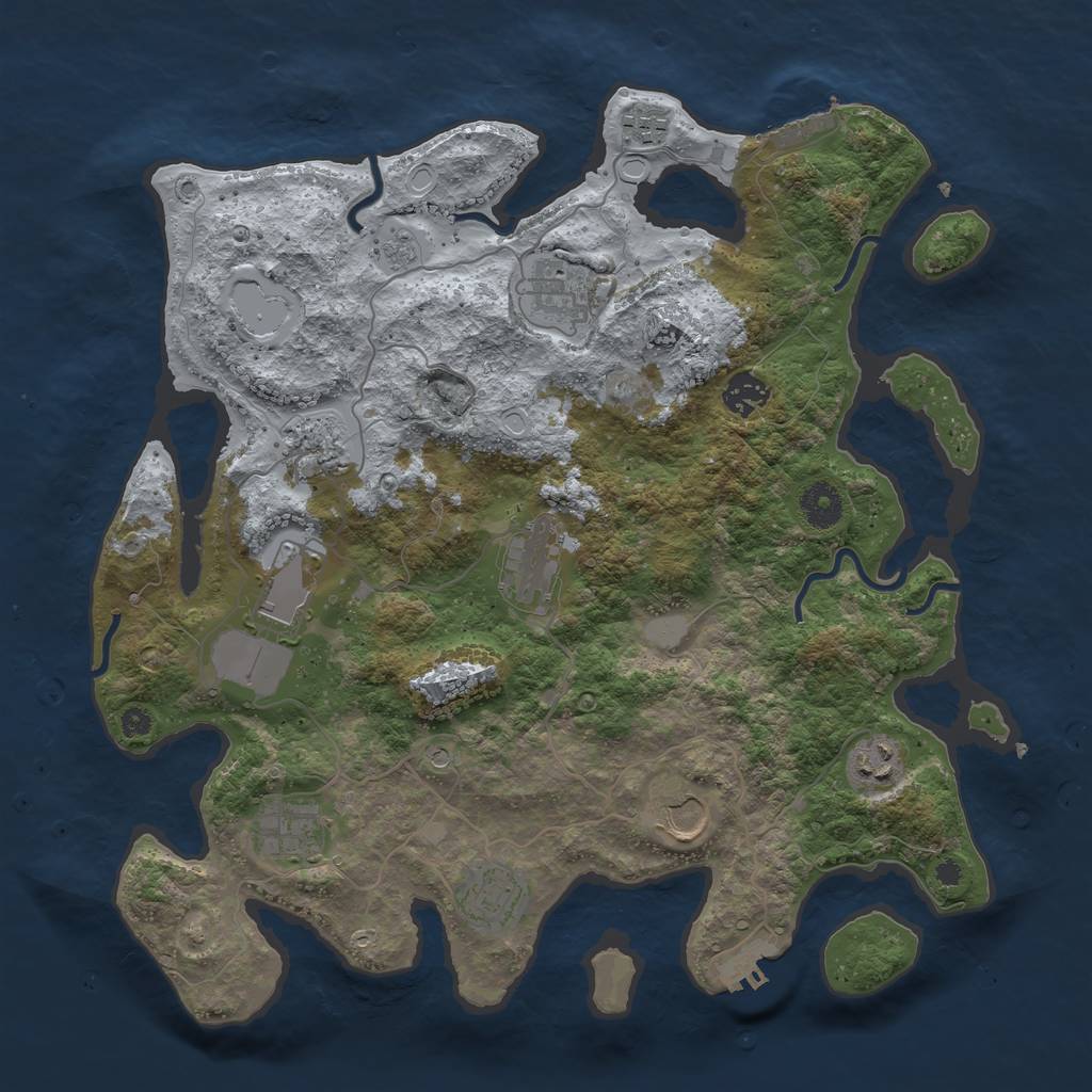 Rust Map: Procedural Map, Size: 3750, Seed: 1092593471, 19 Monuments