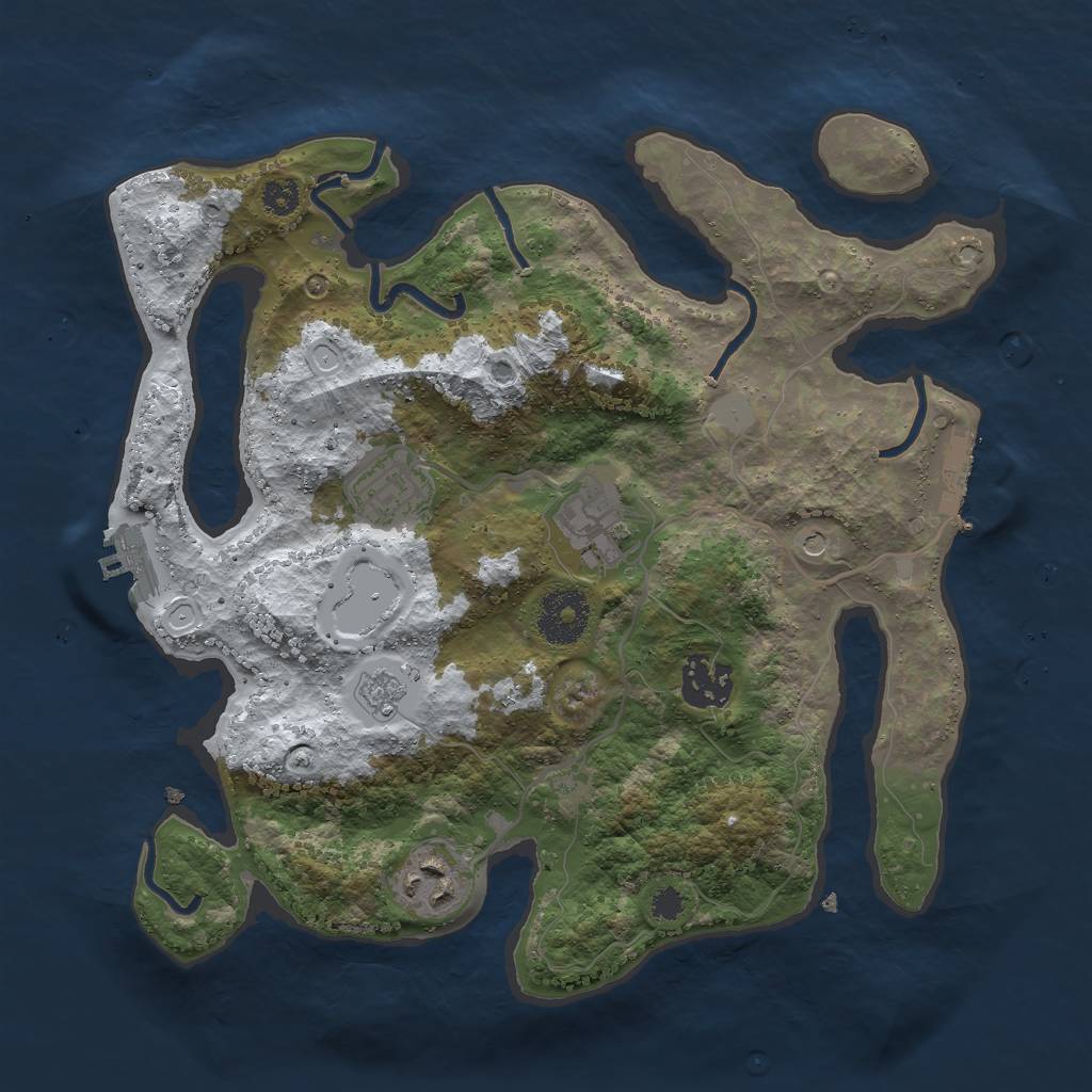 Rust Map: Procedural Map, Size: 3000, Seed: 3104485, 13 Monuments