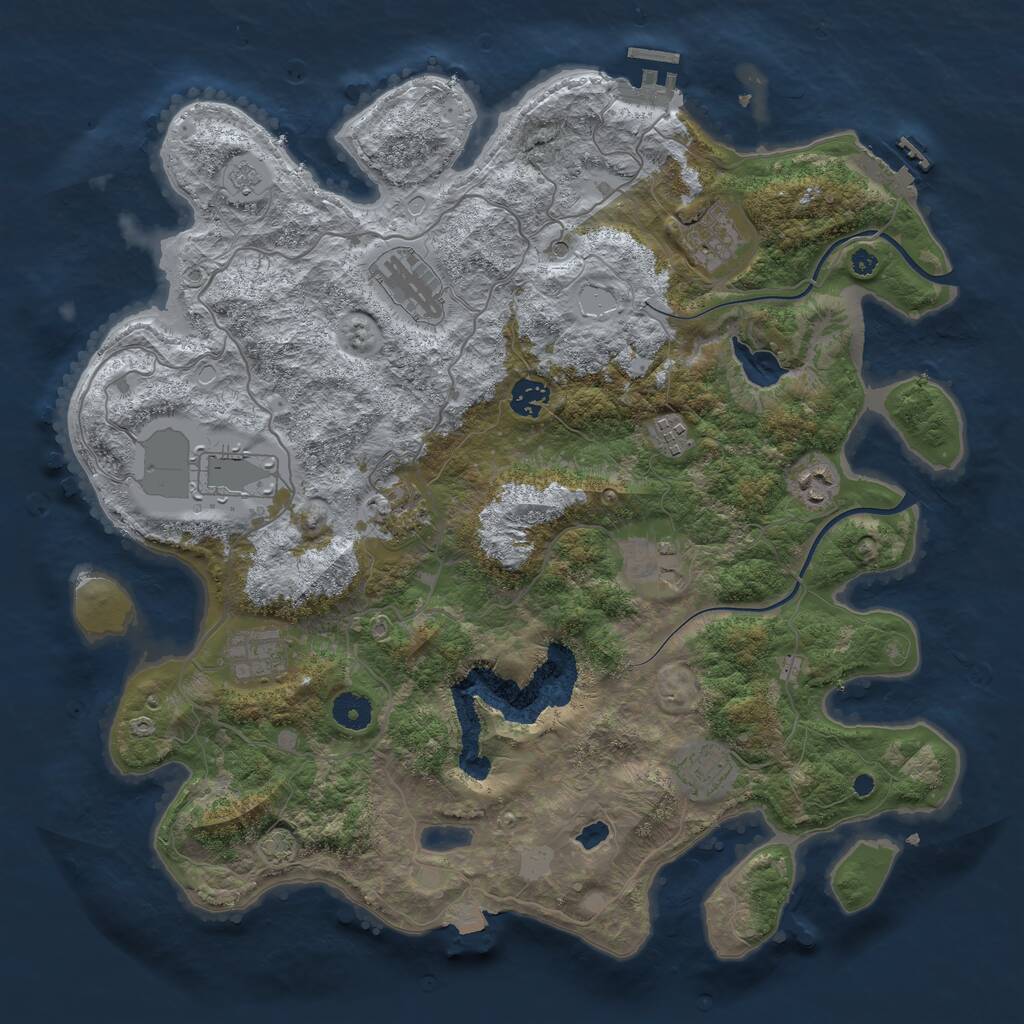 Rust Map: Procedural Map, Size: 4000, Seed: 3664298, 16 Monuments