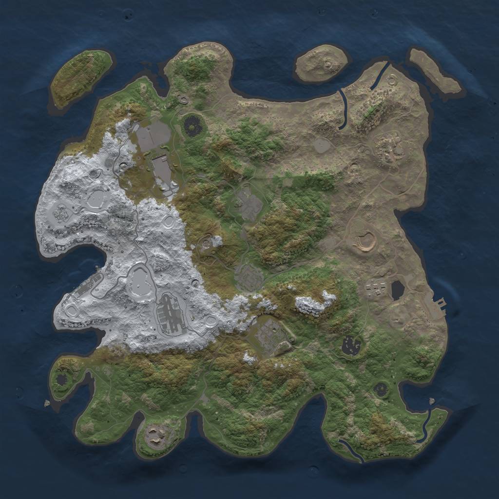 Rust Map: Procedural Map, Size: 3850, Seed: 814657005, 19 Monuments