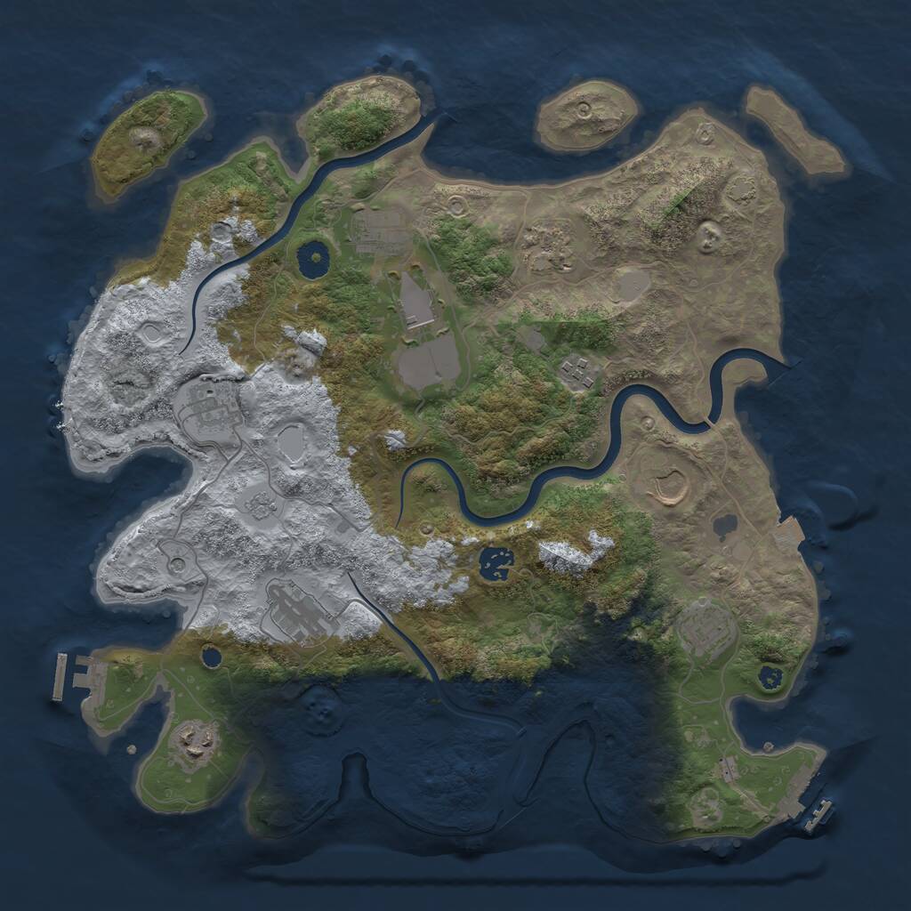 Rust Map: Procedural Map, Size: 3850, Seed: 814657005, 16 Monuments
