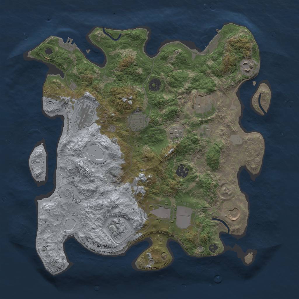 Rust Map: Procedural Map, Size: 3550, Seed: 69332844, 17 Monuments