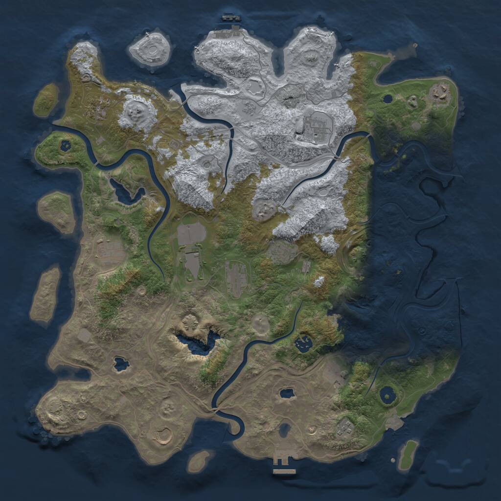 Rust Map: Procedural Map, Size: 4500, Seed: 12101993, 17 Monuments
