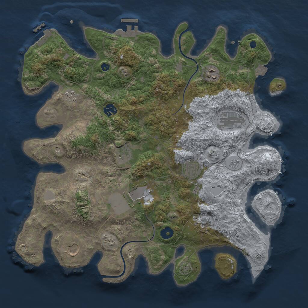Rust Map: Procedural Map, Size: 3700, Seed: 500112976, 15 Monuments