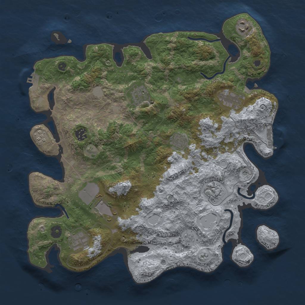 Rust Map: Procedural Map, Size: 3750, Seed: 407927285, 18 Monuments