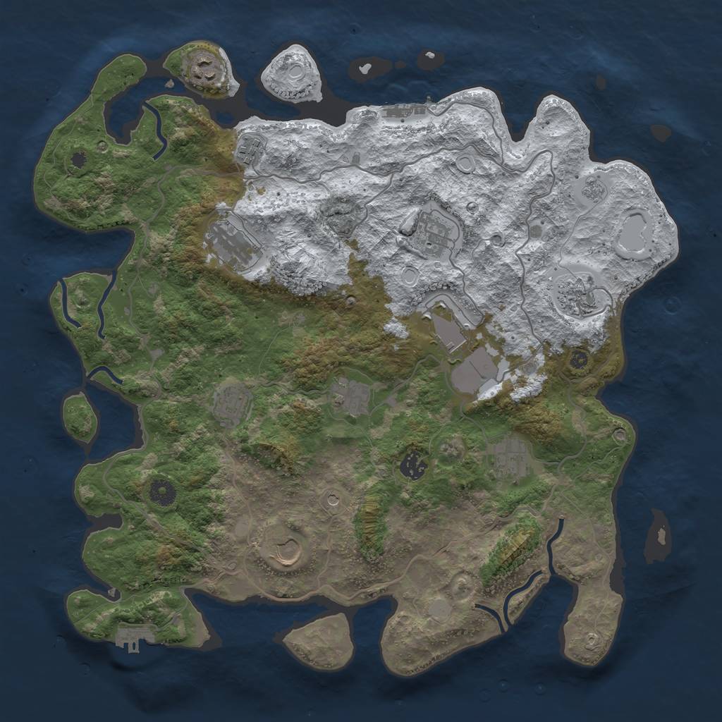 Rust Map: Procedural Map, Size: 4050, Seed: 2073117660, 20 Monuments