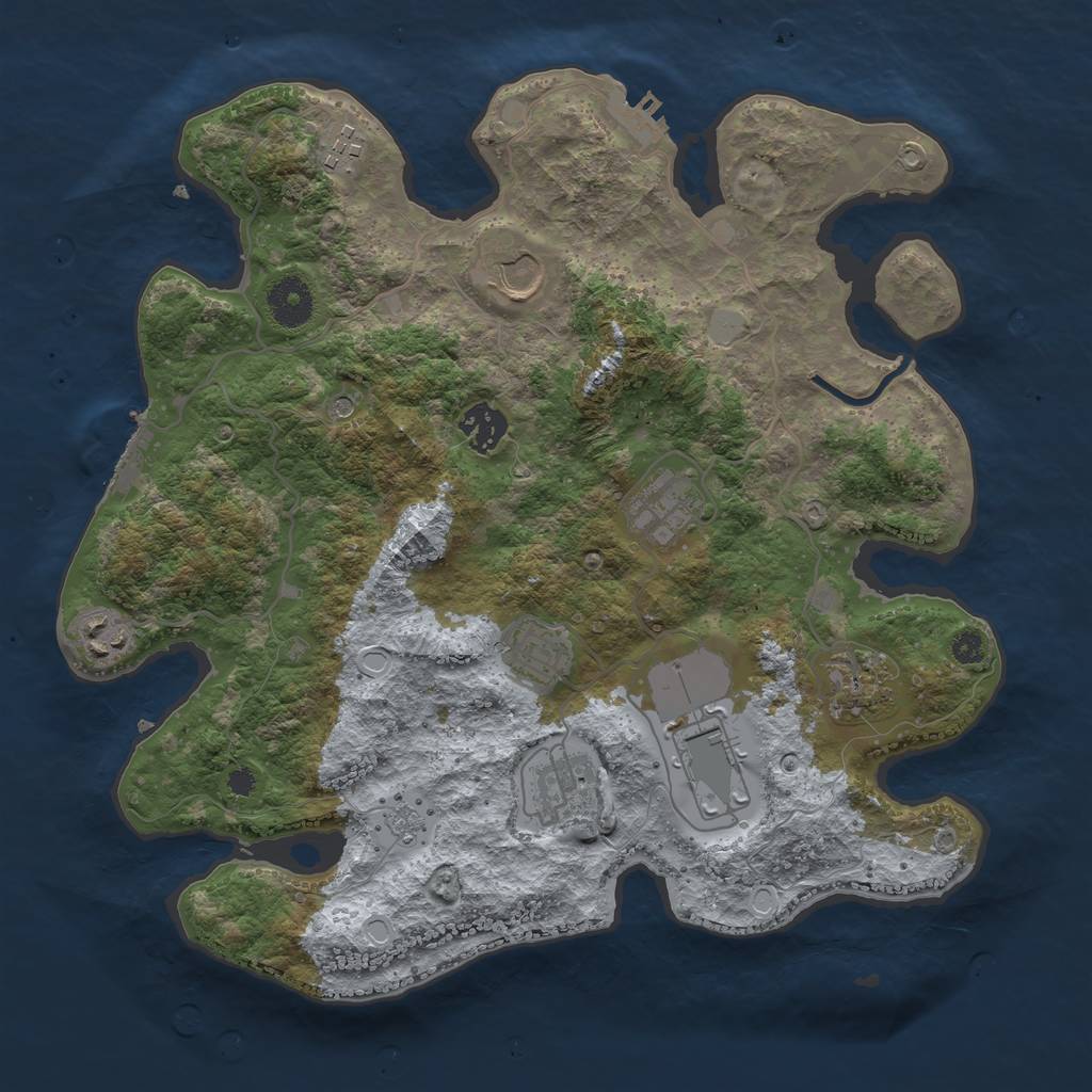 Rust Map: Procedural Map, Size: 3500, Seed: 154854, 18 Monuments