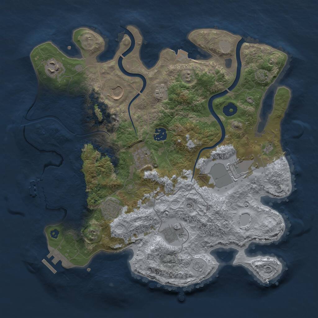 Rust Map: Procedural Map, Size: 3500, Seed: 312259960, 14 Monuments