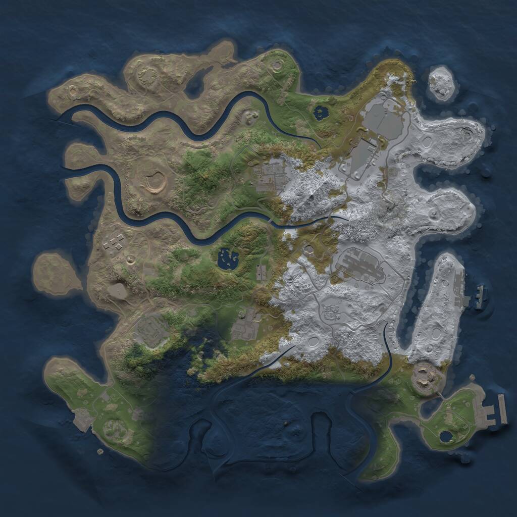 Rust Map: Procedural Map, Size: 3500, Seed: 13374449, 15 Monuments
