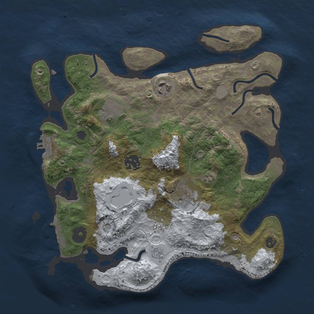 Rust Map: Procedural Map, Size: 3000, Seed: 25372, 13 Monuments