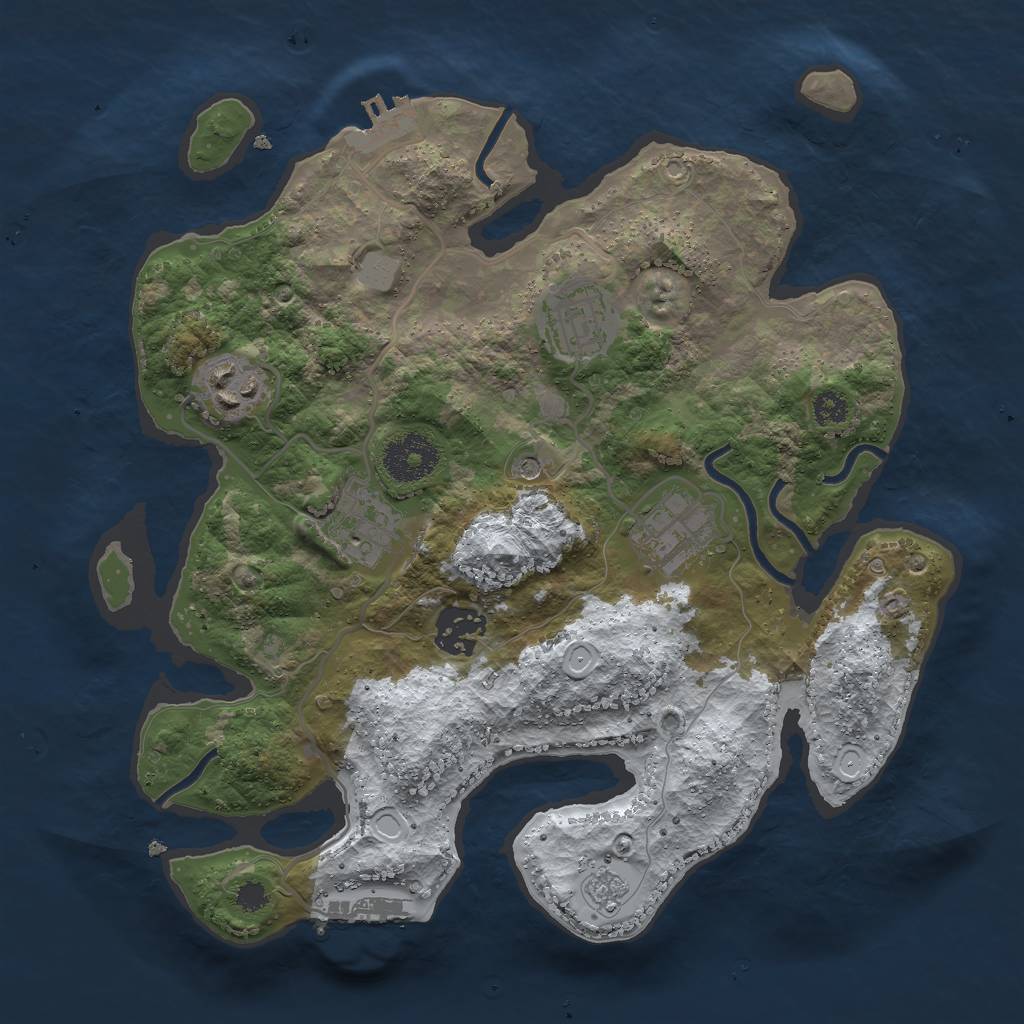 Rust Map: Procedural Map, Size: 3000, Seed: 720684227, 14 Monuments