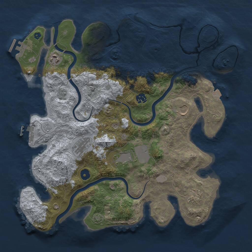 Rust Map: Procedural Map, Size: 3700, Seed: 2032141015, 13 Monuments