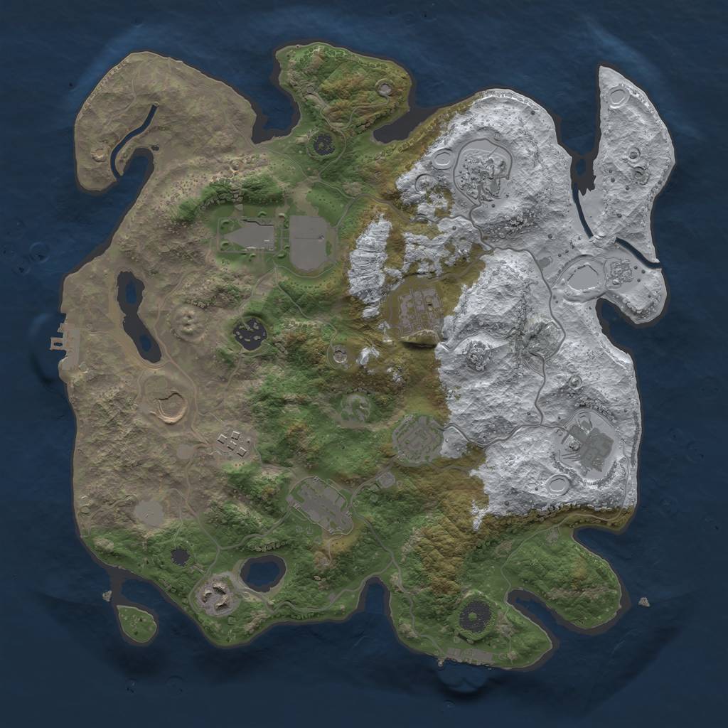 Rust Map: Procedural Map, Size: 3500, Seed: 662851258, 19 Monuments