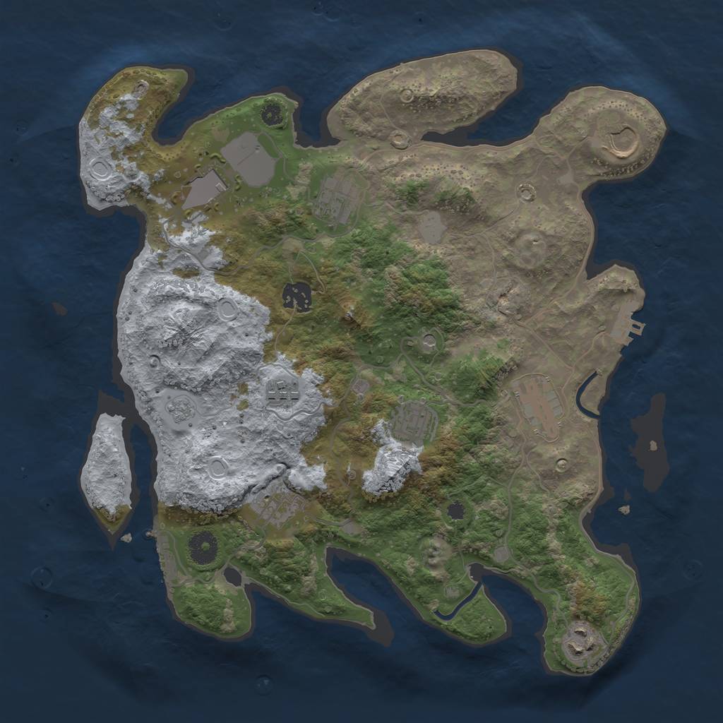 Rust Map: Procedural Map, Size: 3500, Seed: 95261860, 18 Monuments