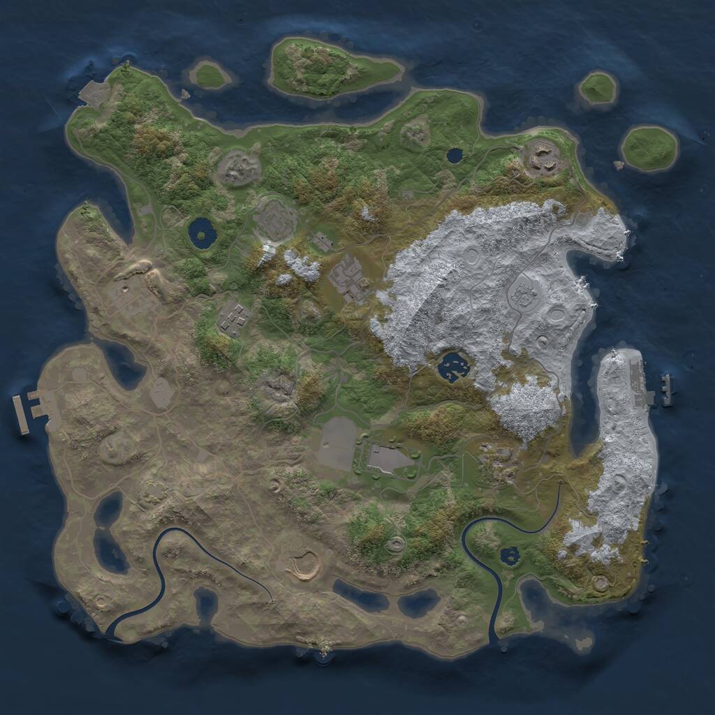 Rust Map: Procedural Map, Size: 3672, Seed: 692453825, 14 Monuments