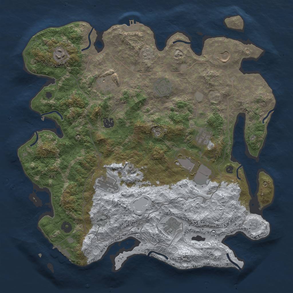 Rust Map: Procedural Map, Size: 4000, Seed: 1544723865, 19 Monuments