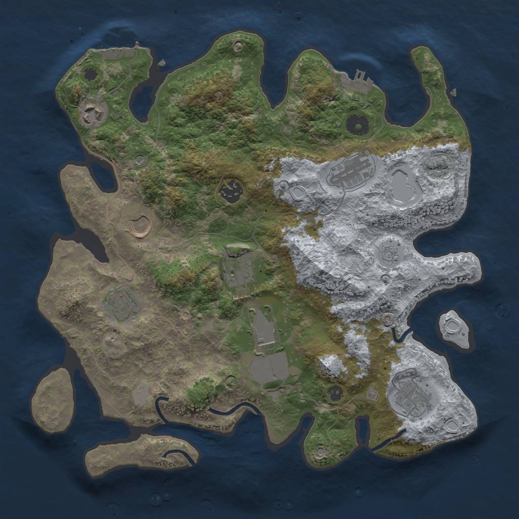 Rust Map: Procedural Map, Size: 3500, Seed: 31387, 17 Monuments