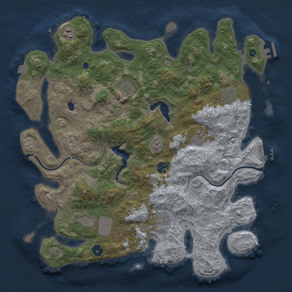 Rust Map: Procedural Map, Size: 4000, Seed: 2118409894, 14 Monuments