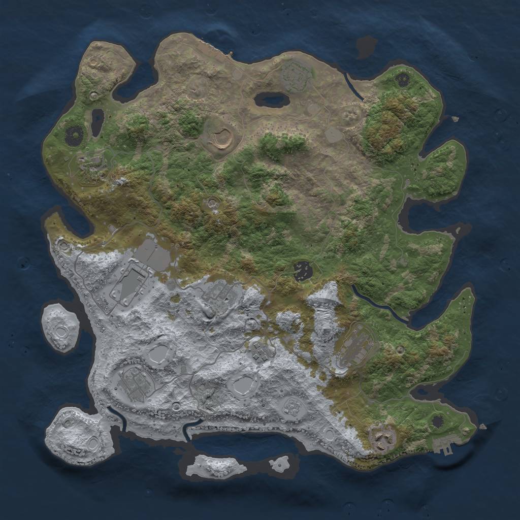 Rust Map: Procedural Map, Size: 3850, Seed: 161075964, 17 Monuments