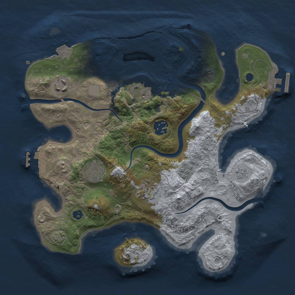 Rust Map: Procedural Map, Size: 3000, Seed: 550046197, 12 Monuments