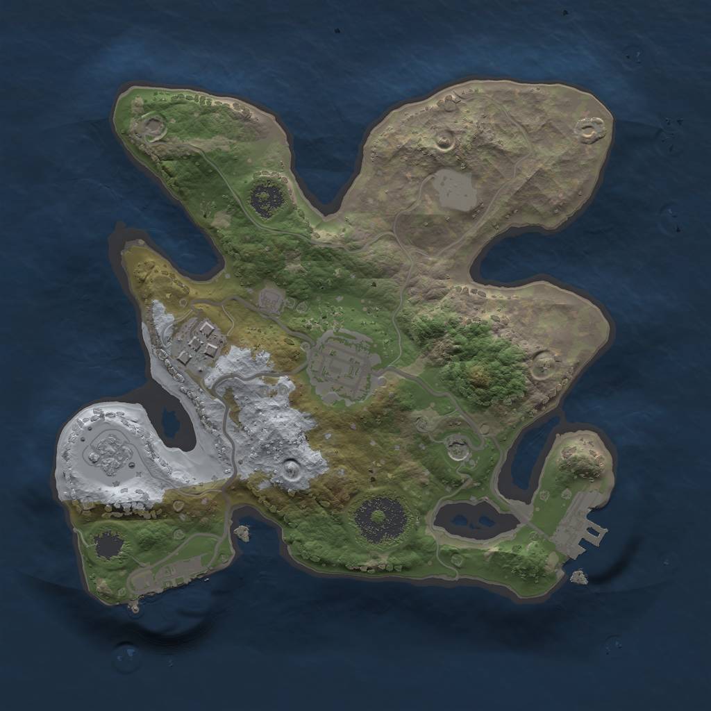 Rust Map: Procedural Map, Size: 2200, Seed: 382550730, 9 Monuments