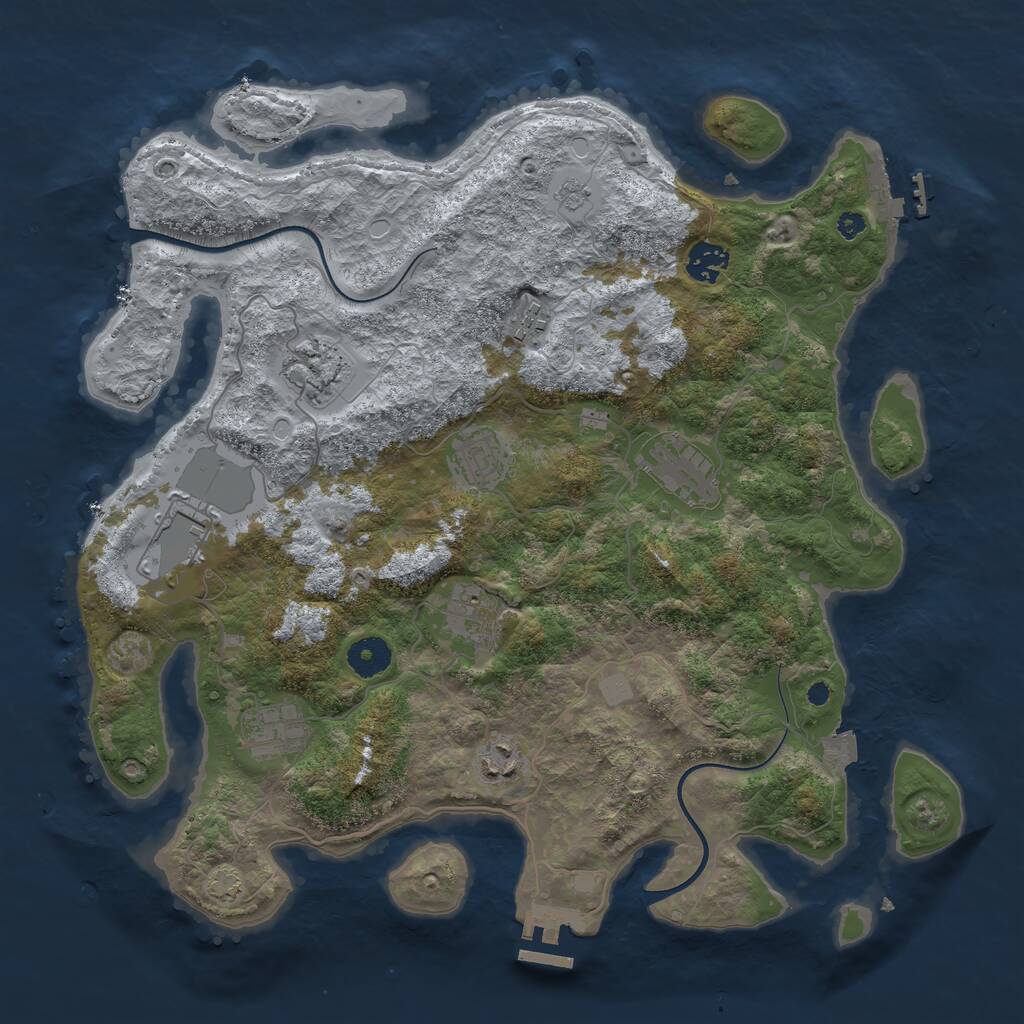 Rust Map: Procedural Map, Size: 3750, Seed: 189989041, 14 Monuments