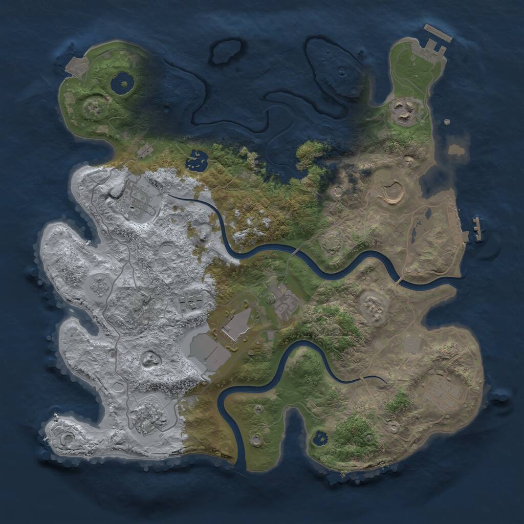 Rust Map: Procedural Map, Size: 3500, Seed: 604063259, 15 Monuments