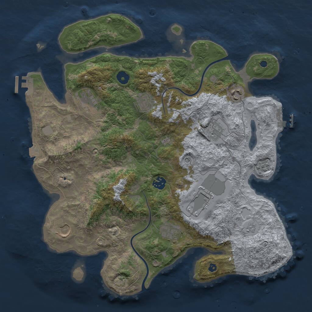 Rust Map: Procedural Map, Size: 3700, Seed: 2063378948, 15 Monuments
