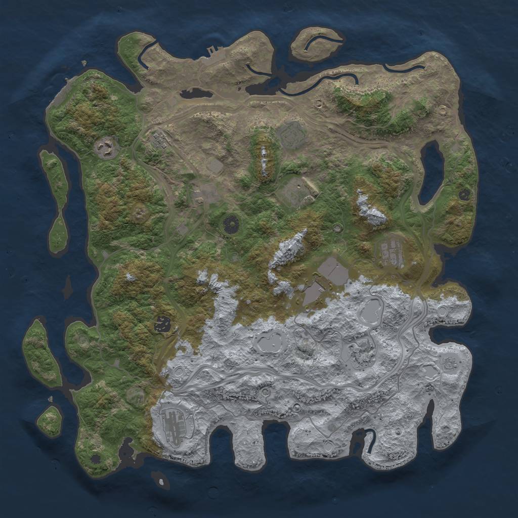 Rust Map: Procedural Map, Size: 4500, Seed: 377225588, 19 Monuments