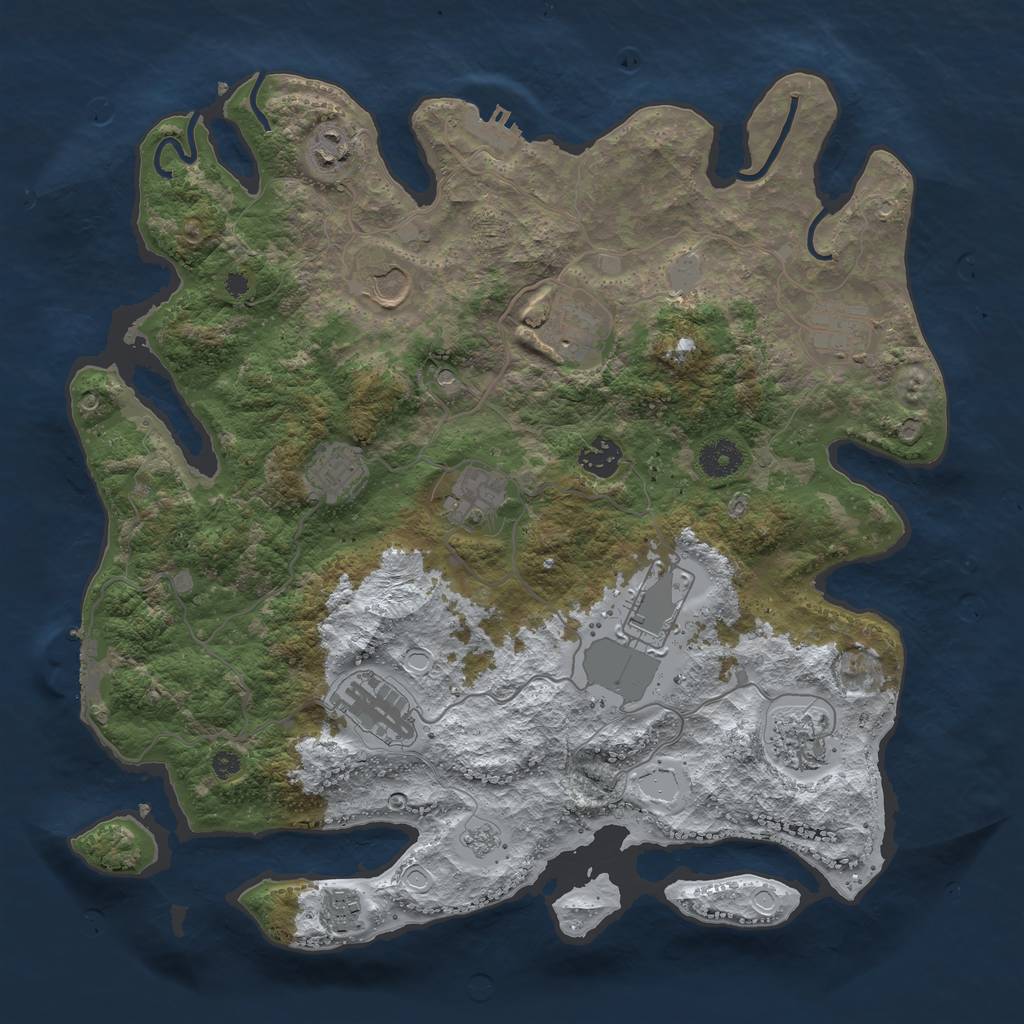 Rust Map: Procedural Map, Size: 3800, Seed: 906631232, 20 Monuments