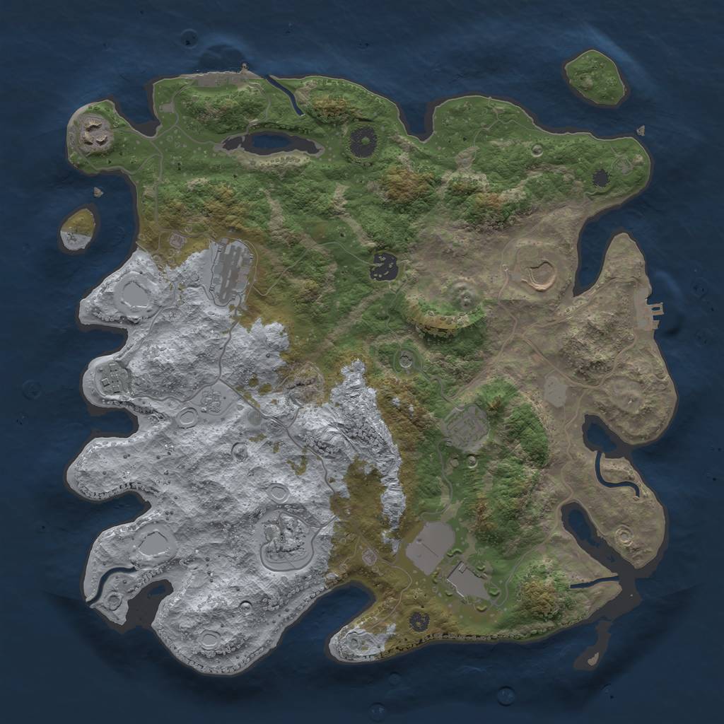 Rust Map: Procedural Map, Size: 3700, Seed: 1349376115, 17 Monuments