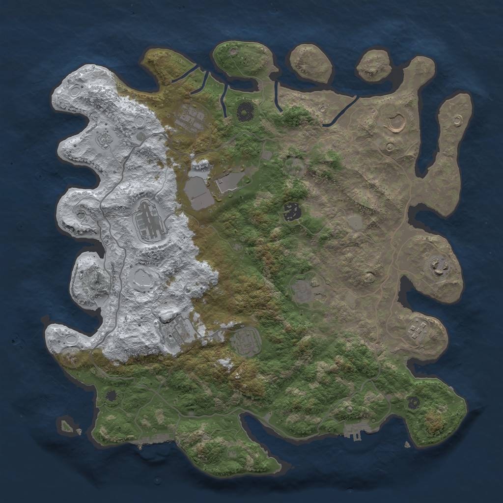 Rust Map: Procedural Map, Size: 4000, Seed: 301774, 19 Monuments