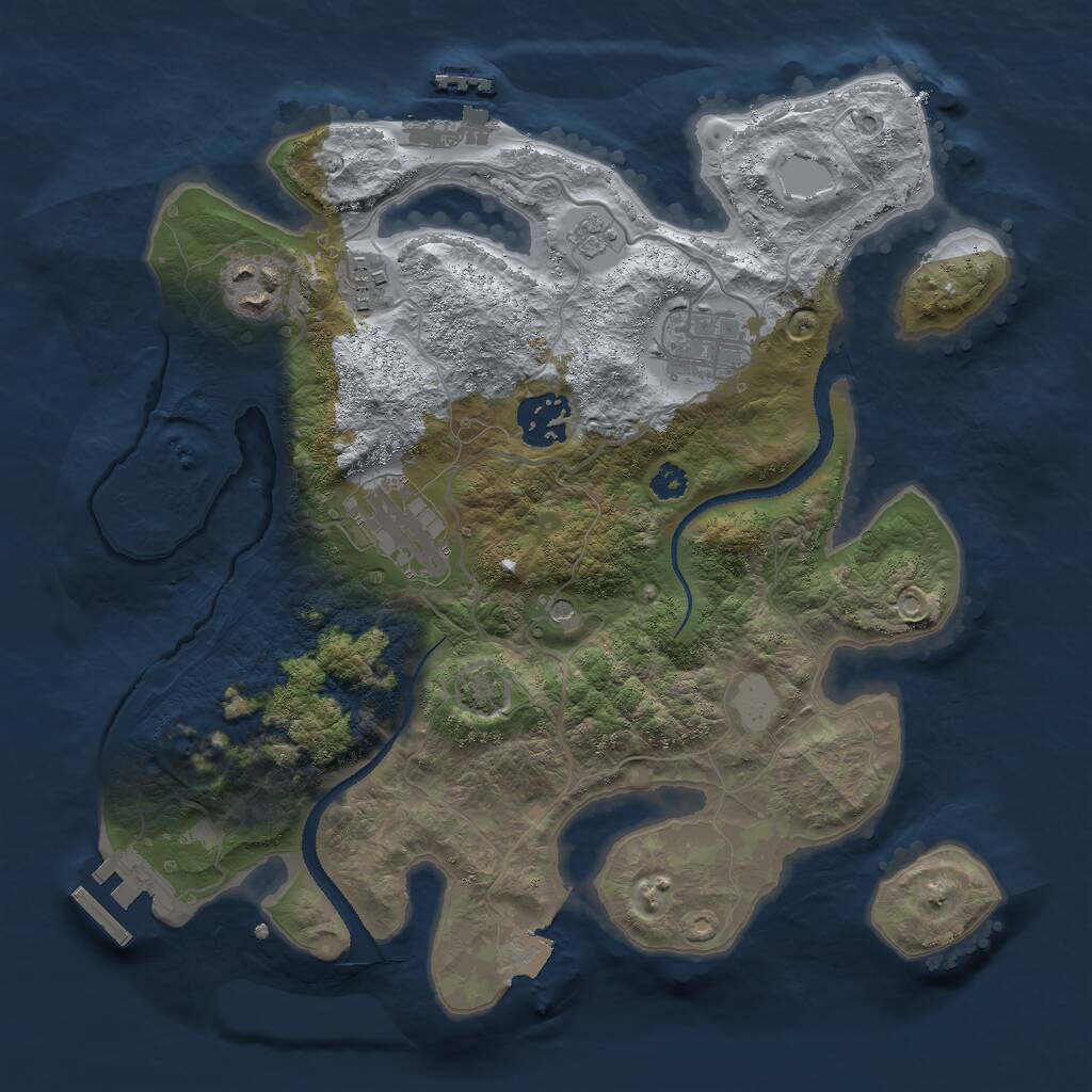 Rust Map: Procedural Map, Size: 3000, Seed: 375427, 11 Monuments