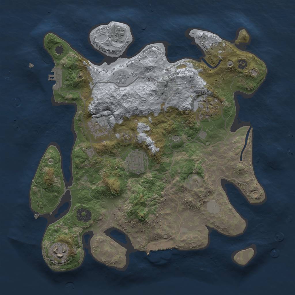 Rust Map: Procedural Map, Size: 3000, Seed: 203930207, 14 Monuments